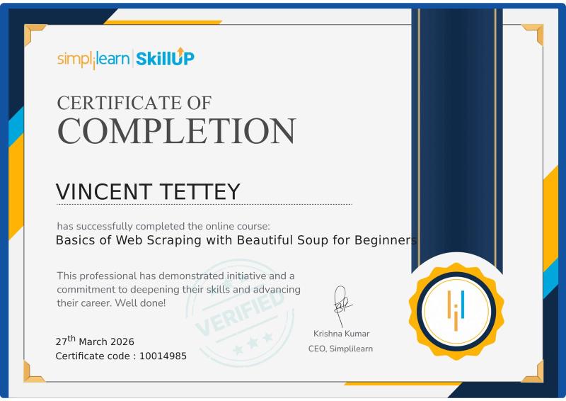 Web Scraping in Python certificate